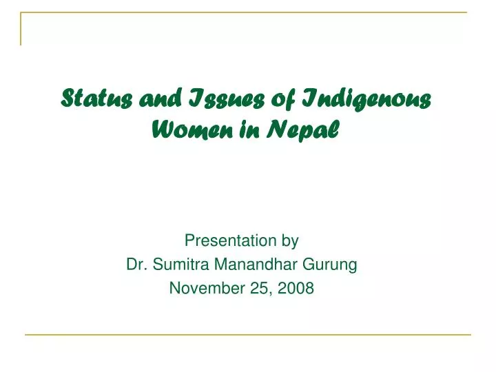 status and issues of indigenous women in nepal