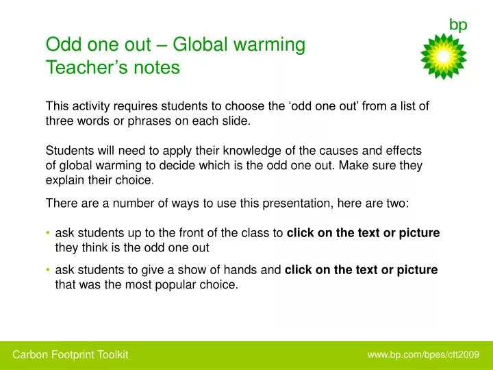 odd one out global warming teacher s notes