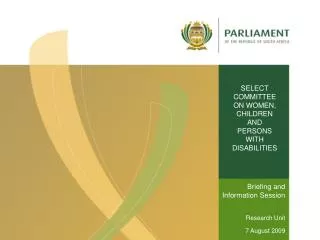 SELECT COMMITTEE ON WOMEN, CHILDREN AND PERSONS WITH DISABILITIES