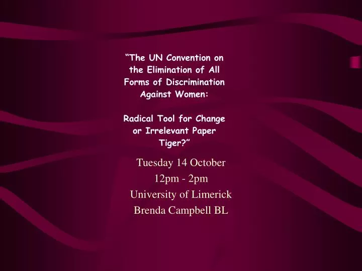 tuesday 14 october 12pm 2pm university of limerick brenda campbell bl