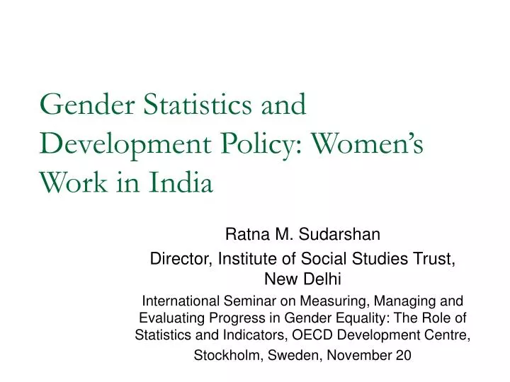 gender statistics and development policy women s work in india