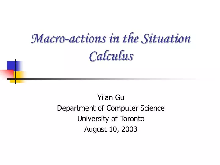 macro actions in the situation calculus
