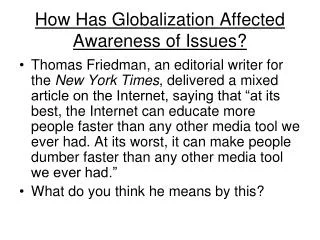 How Has Globalization Affected Awareness of Issues?