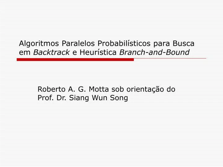 algoritmos paralelos probabil sticos para busca em backtrack e heur stica branch and bound