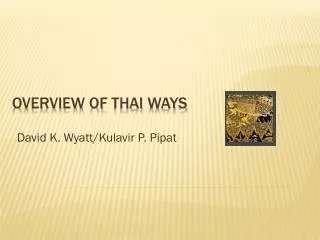 Overview of thai ways