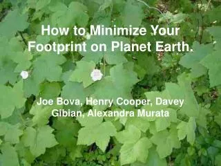 How to Minimize Your Footprint on Planet Earth.