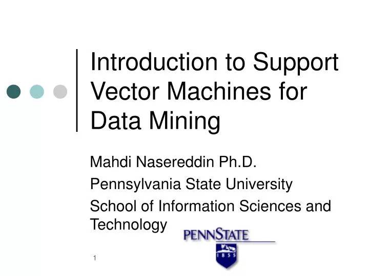 introduction to support vector machines for data mining