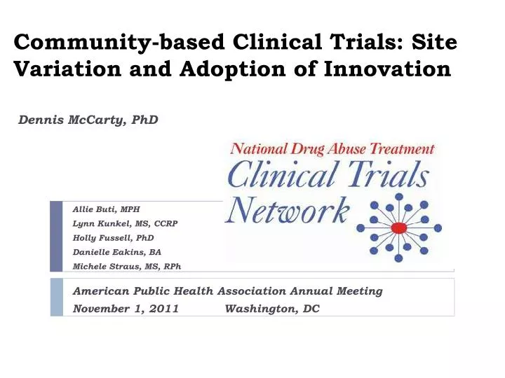 community based clinical trials site variation and adoption of innovation
