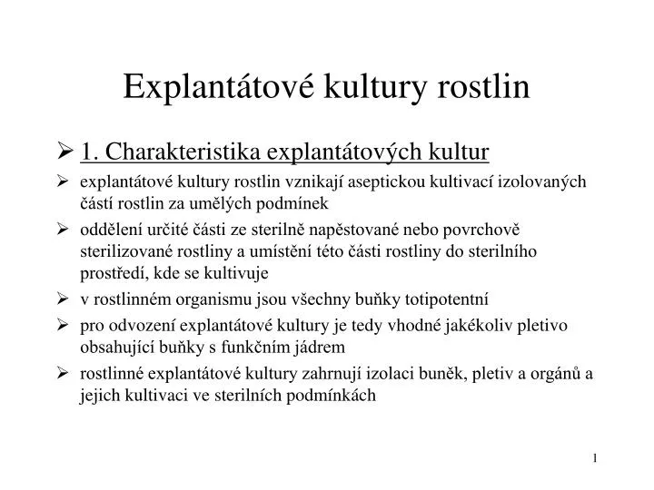 explant tov kultury rostlin