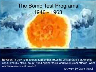 The Bomb Test Programs 1946 - 1963