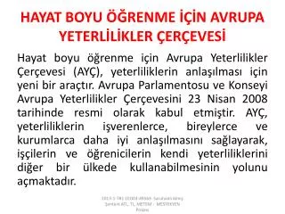 hayat boyu renme n avrupa yeterl l kler er eves