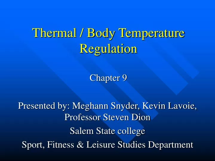 thermal body temperature regulation chapter 9