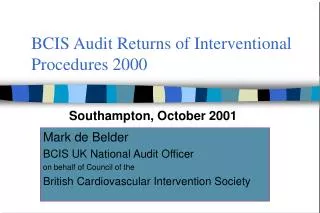 BCIS Audit Returns of Interventional Procedures 2000