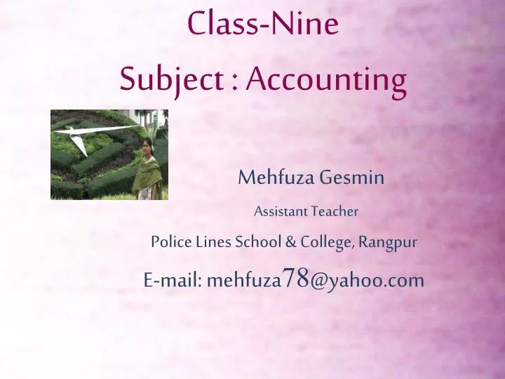 class nine subject accounting