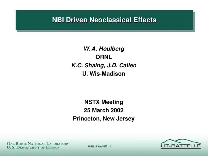 nbi driven neoclassical effects