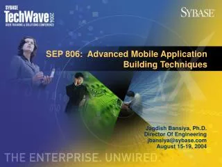 SEP 806: Advanced Mobile Application Building Techniques