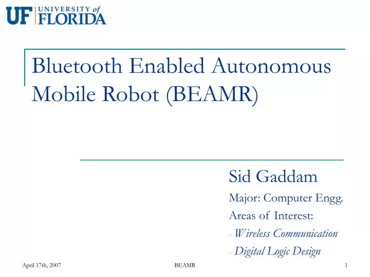 bluetooth enabled autonomous mobile robot beamr