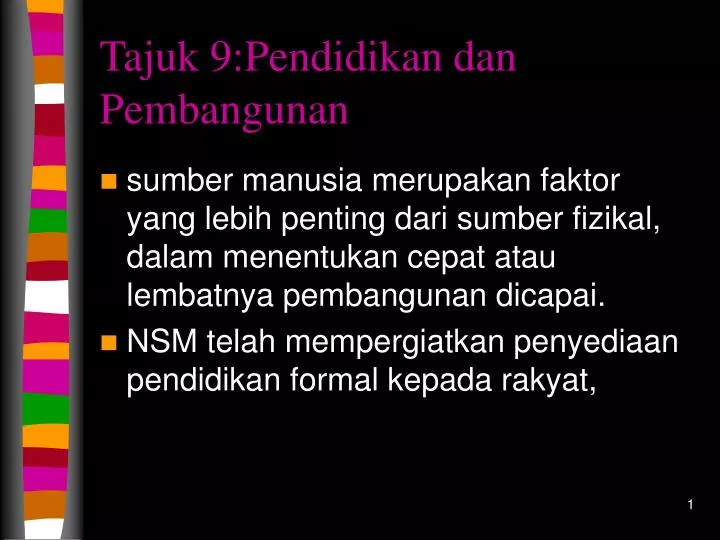 tajuk 9 pendidikan dan pembangunan