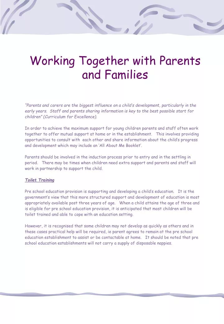 working together with parents and families