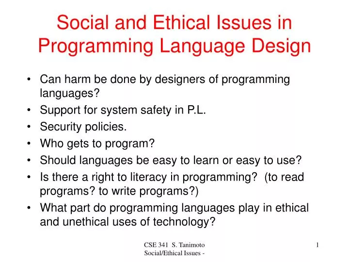 social and ethical issues in programming language design