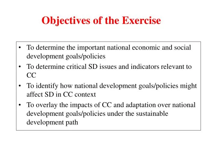 objectives of the exercise
