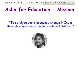 Asha for Education - Mission