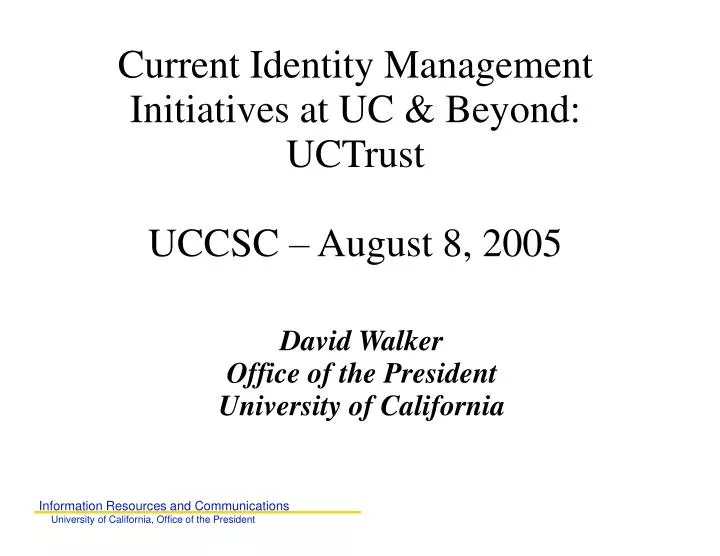 david walker office of the president university of california
