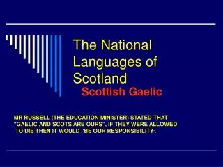 The National Languages of Scotland
