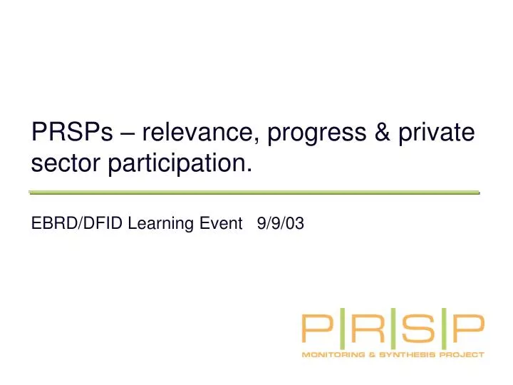 prsps relevance progress private sector participation