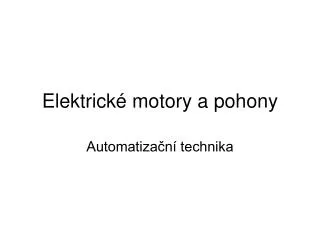 elektrick motory a pohony