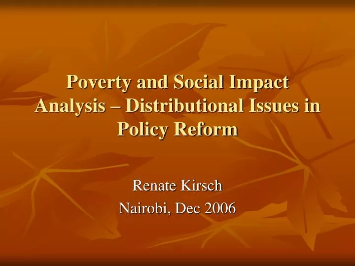 poverty and social impact analysis distributional issues in policy reform