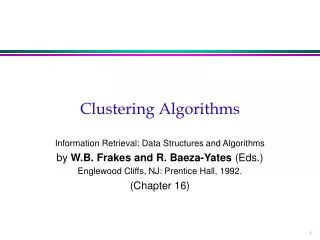 Clustering Algorithms