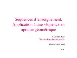 s quences d enseignement application une s quence en optique g om trique