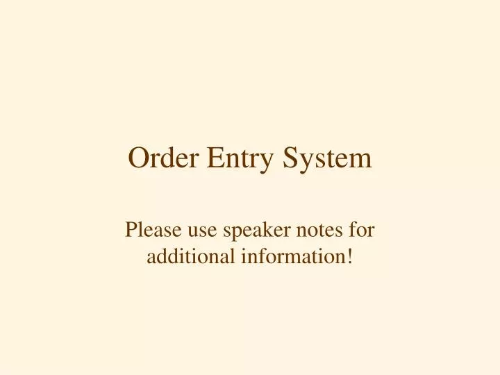 order entry system