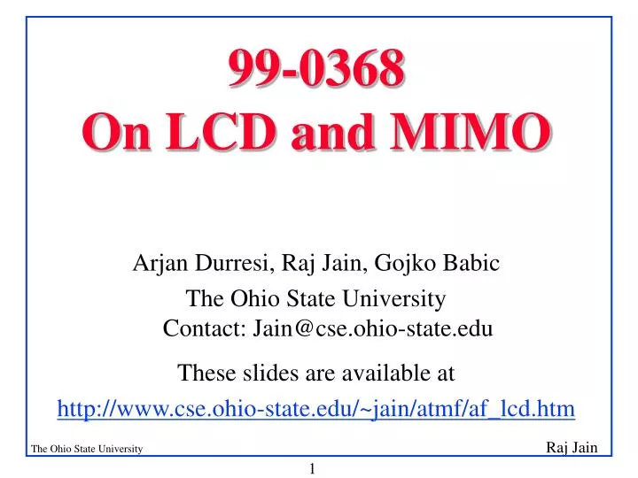 99 0368 on lcd and mimo