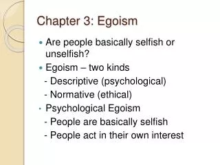 Chapter 3: Egoism