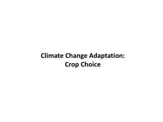 Climate Change Adaptation: Crop Choice