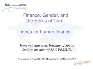 Finance, Gender, and the Ethics of Care: ideas for human finance