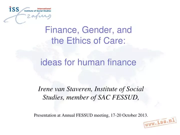 finance gender and the ethics of care ideas for human finance