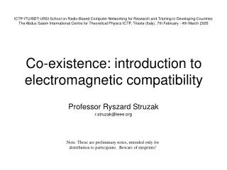 Co-existence: introduction to electromagnetic compatibility