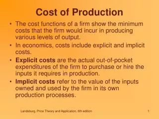 Cost of Production