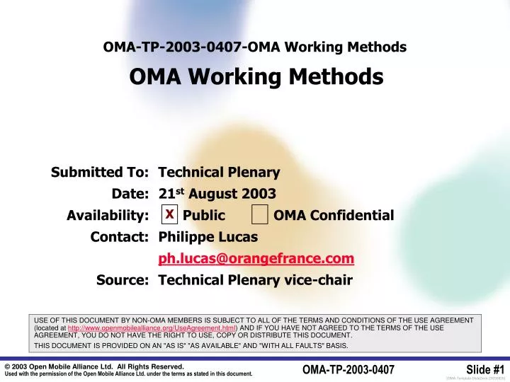 oma tp 2003 0407 oma working methods oma working methods