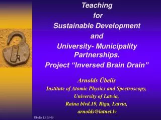 Teaching for Sustainable Development and University- Municipality Partnerships.