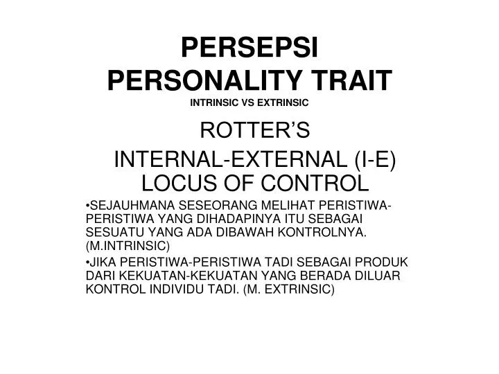 persepsi personality trait intrinsic vs extrinsic