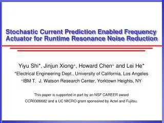 Stochastic Current Prediction Enabled Frequency Actuator for Runtime Resonance Noise Reduction