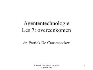 Agententechnologie Les 7: overeenkomen