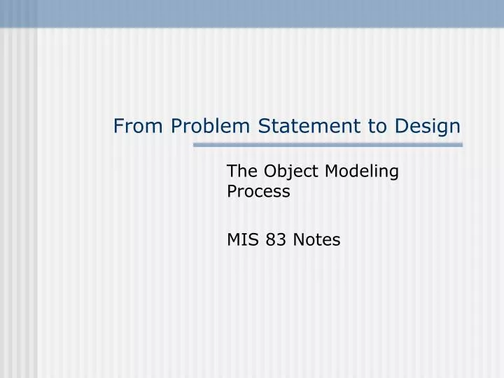 from problem statement to design