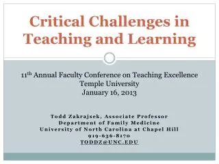critical challenges in teaching and learning