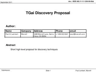 TGai Discovery Proposal