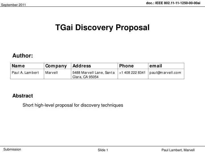 tgai discovery proposal
